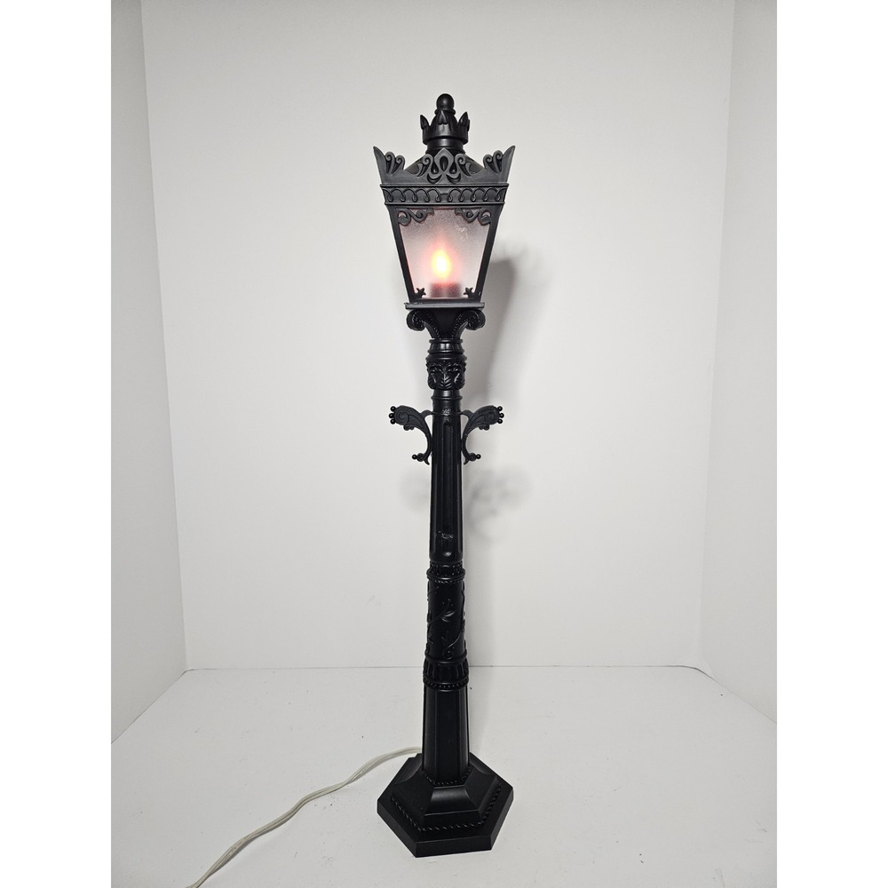 Halloween Black Lamppost Light Up Haunted House Tabletop Village Accessory 22"